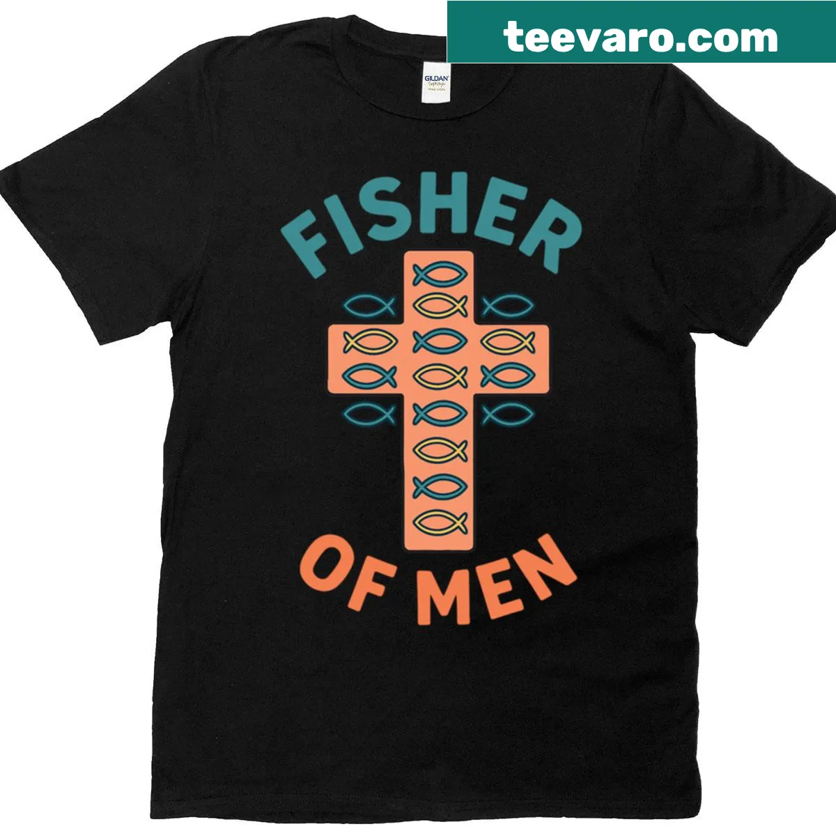T-shirt featuring the phrase 'Fisher Of Men' in simple typography — on a men's t-shirt
