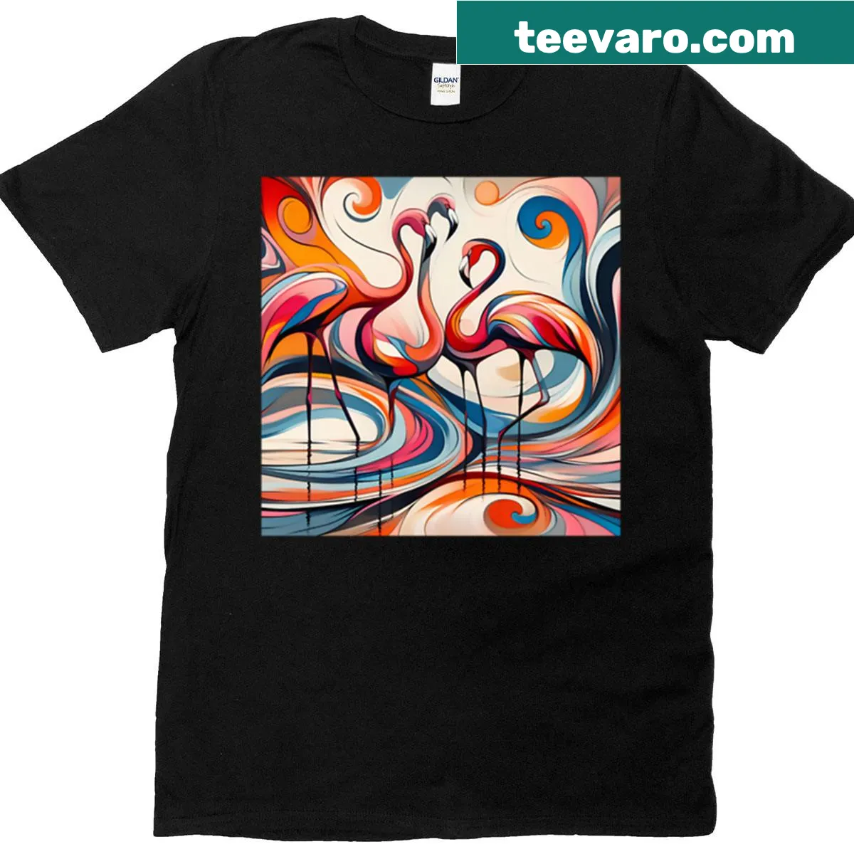 Abstract flamingo design on an active T-shirt. — on a men's t-shirt