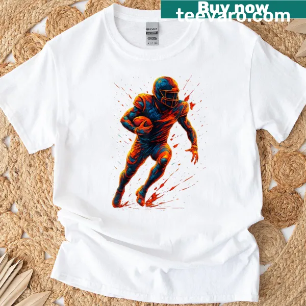 Football-themed T-shirt with positions like lineman, QB, and RB
