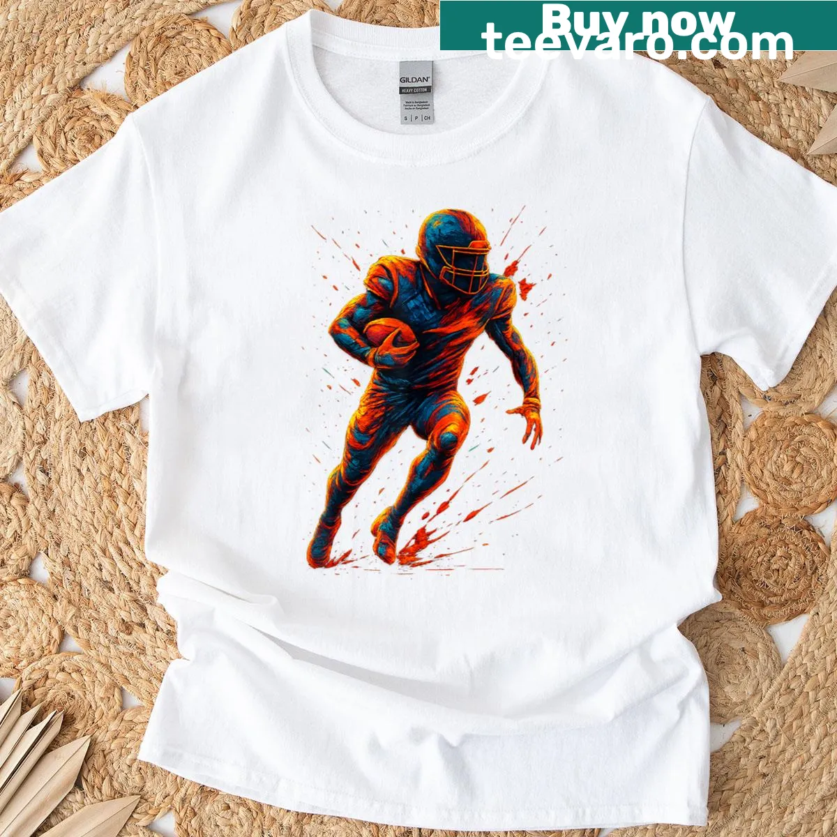 Football-themed T-shirt with positions like lineman, QB, and RB — on a men's t-shirt