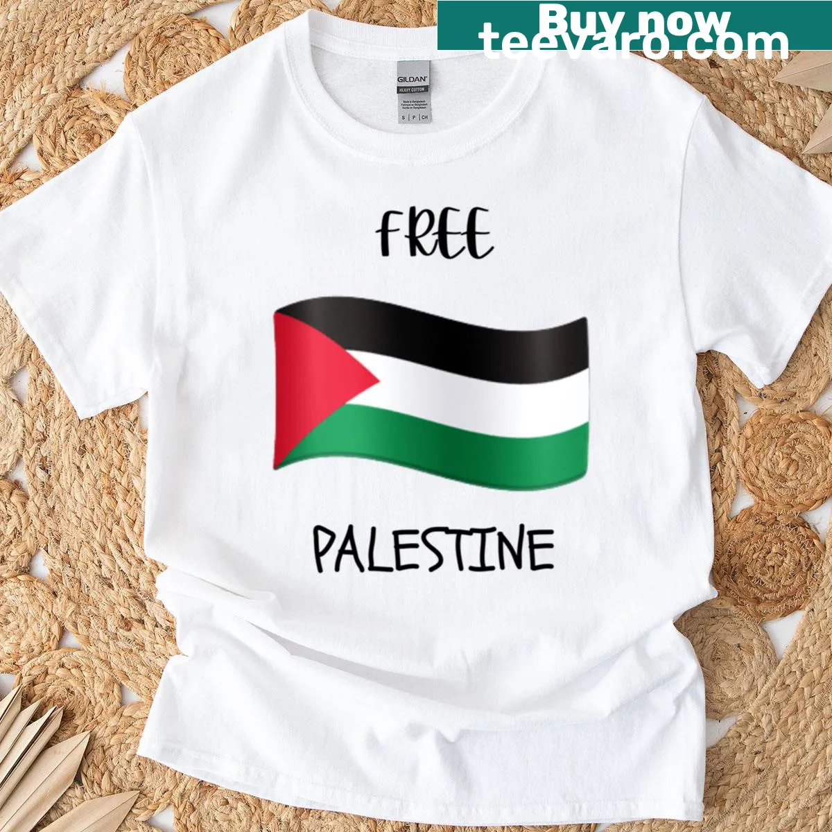 Oversized t-shirt with 'Free Palestine' text for advocacy — on a men's t-shirt