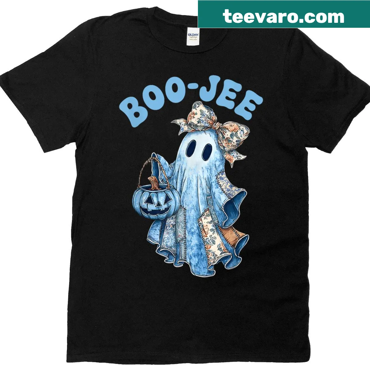 Playful Boo-jee ghost t-shirt perfect for Halloween gatherings — on a men's t-shirt