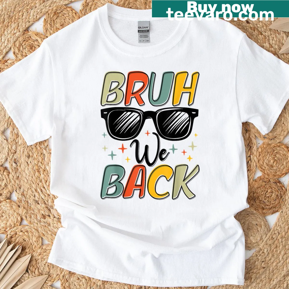 Retro first day back to school t-shirt with funny text — on a men's t-shirt