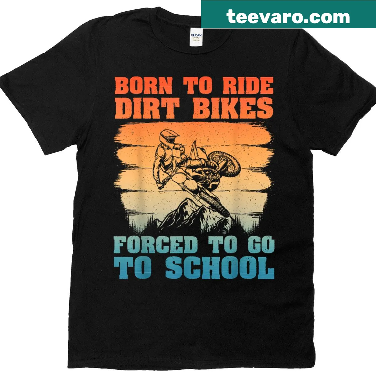 T-shirt with fun dirt bike graphic for young riders — on a men's t-shirt