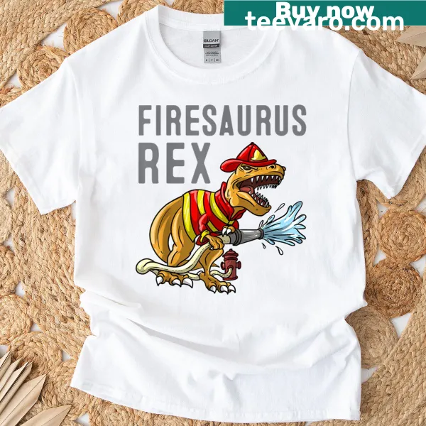 Children's T-shirt with firefighter artwork and playful fireman design