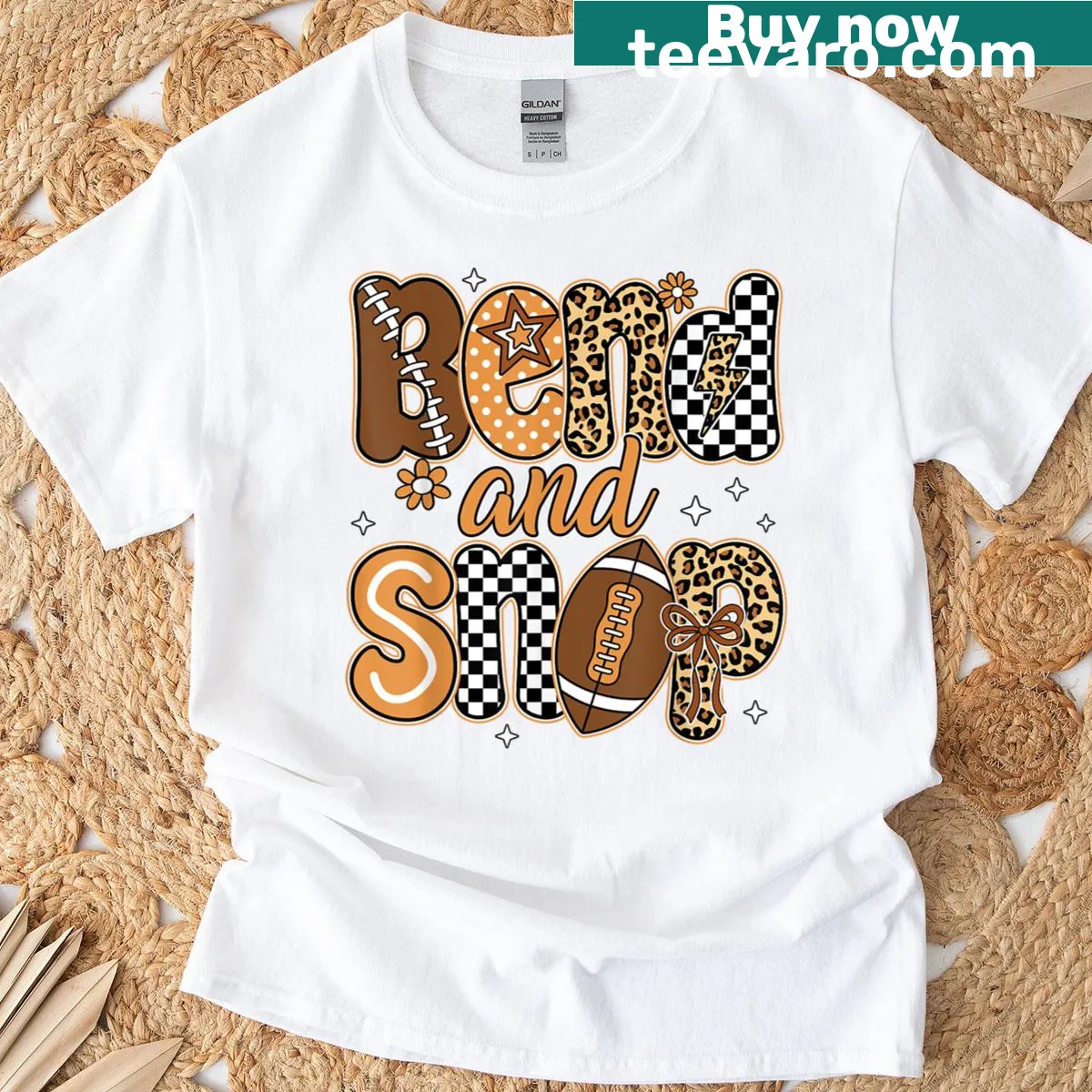 Cute football t-shirt with 'Bend And Snap' text for game day — on a men's t-shirt