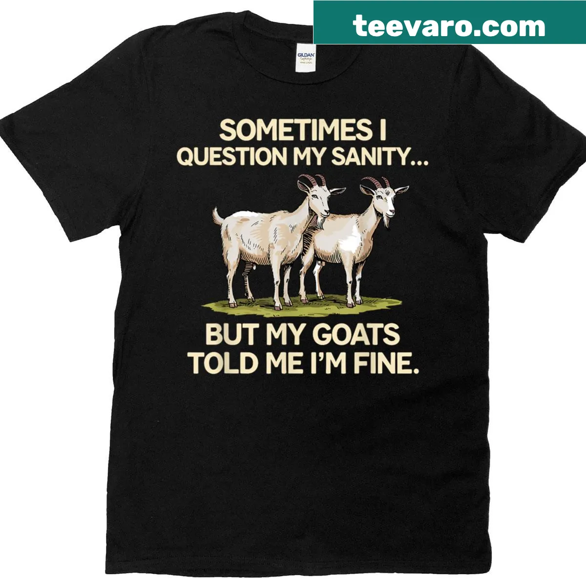 Playful goat graphic on a T-shirt for goat lovers — on a men's t-shirt