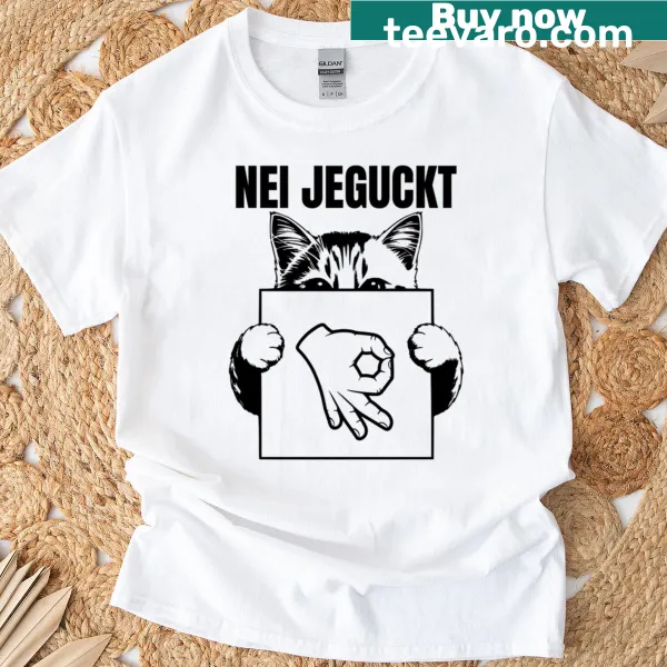 Cartoon cat making a hand sign on a funny T-shirt