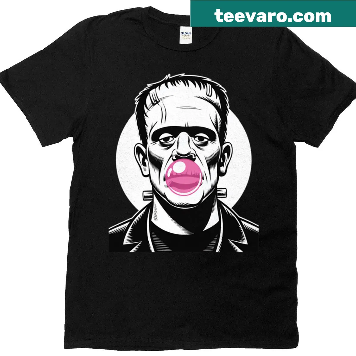 Playful pop art Frankenstein t-shirt with a humorous twist — on a men's t-shirt