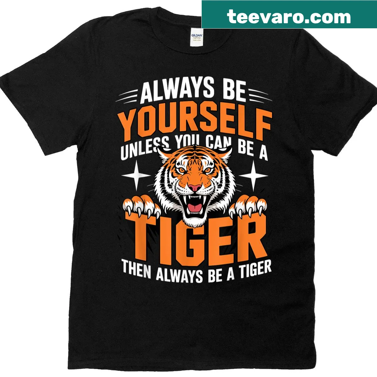 Illustrated Bengal tiger graphic on a fun T-shirt — on a men's t-shirt