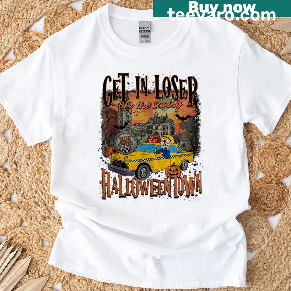 Playful graphic tee with a spooky town theme