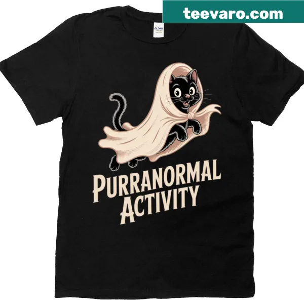 T-shirt featuring an adorable ghost cat illustration