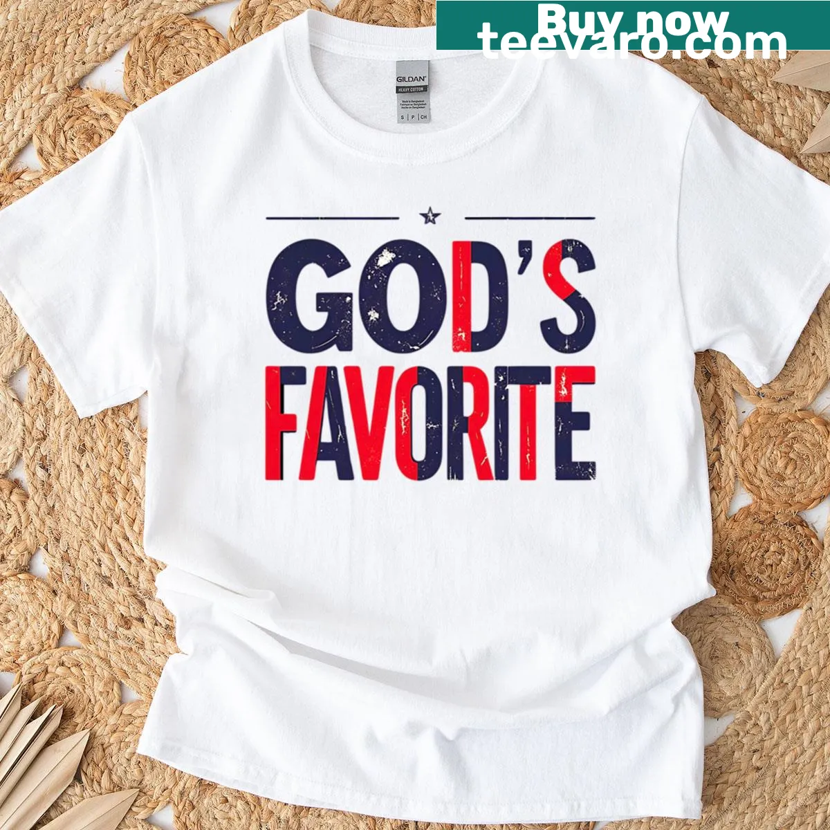 God's Favourite T-shirt with proud faith-based message — on a men's t-shirt