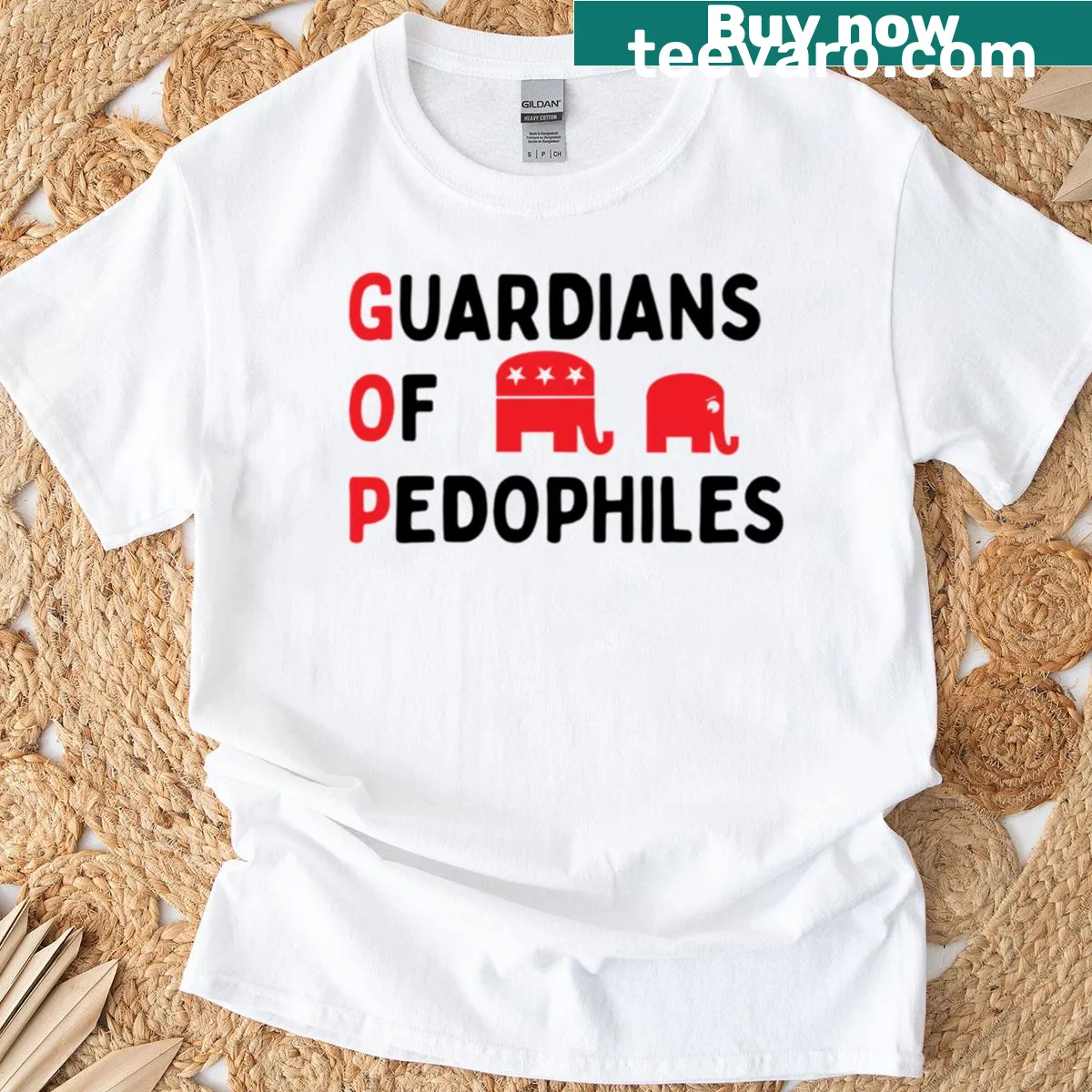 T-shirt with a satirical GOP political meme typography design — on a men's t-shirt