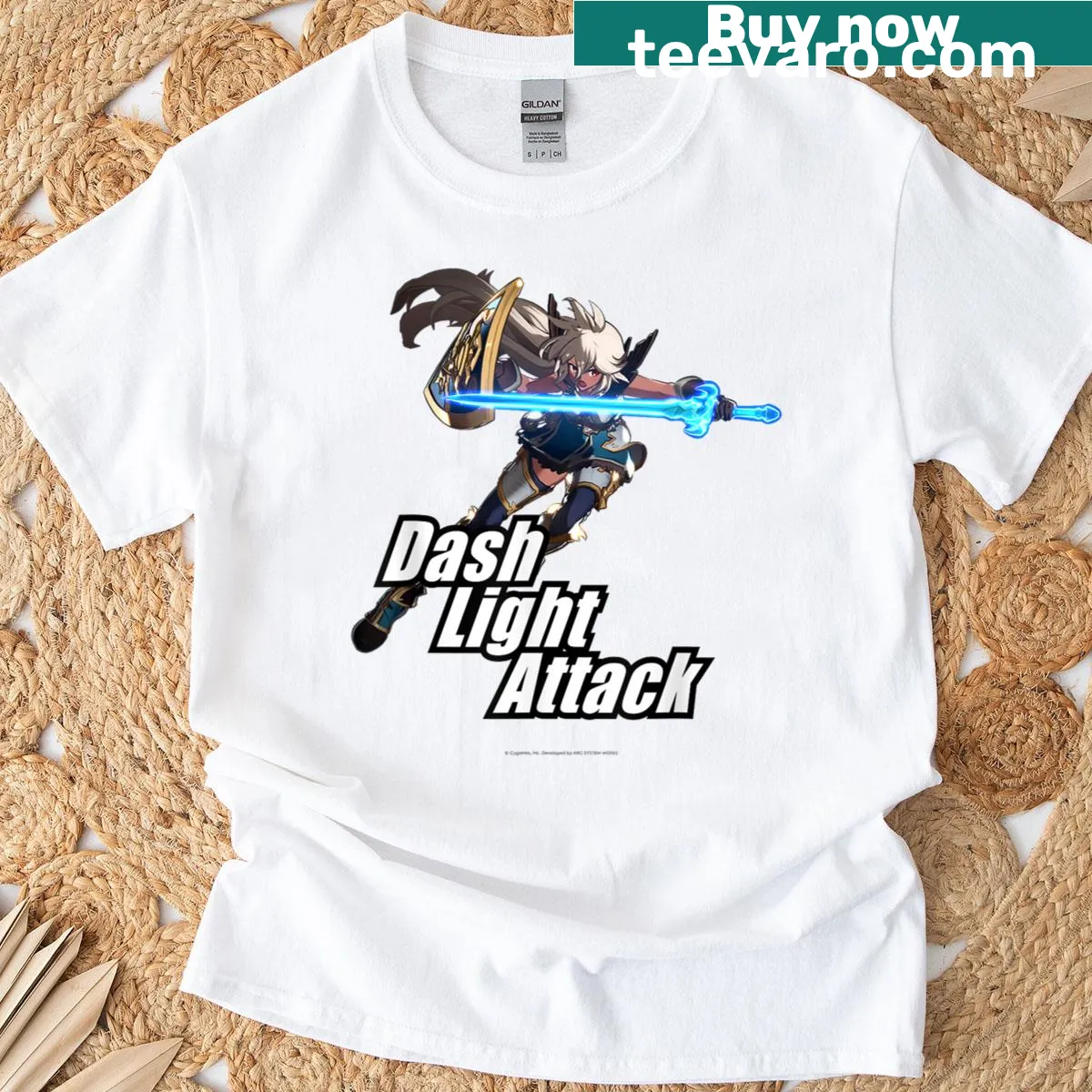 Zooey from Granblue Fantasy performing Rising Dash Light Attack graphic — on a men's t-shirt