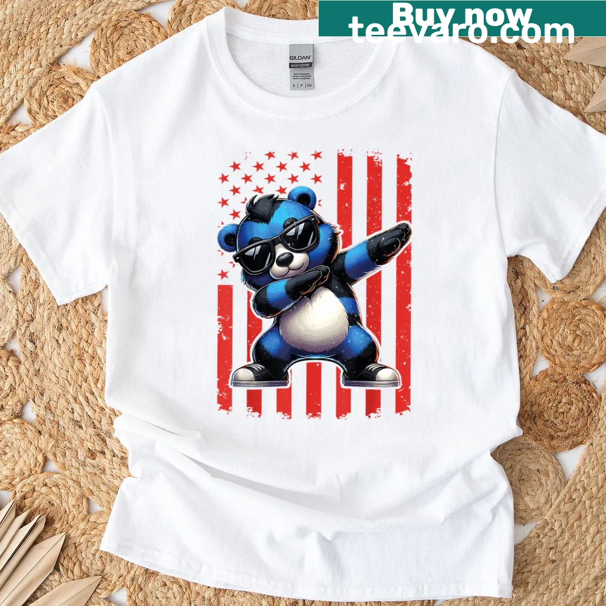 Retro dabbing bear cubs graphic on a t-shirt — on a men's t-shirt