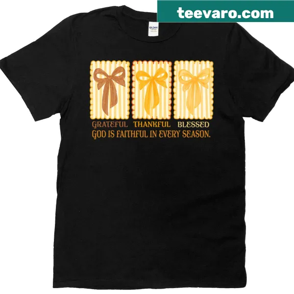 Inspirational typography t-shirt with grateful, thankful, and blessed message