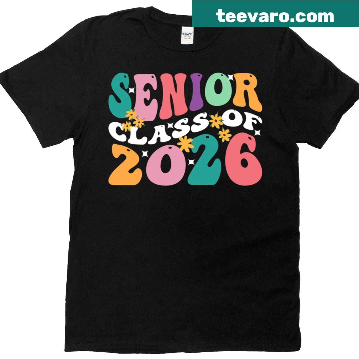 Vintage-style T-shirt celebrating Class of 2026 with groovy text. — on a men's t-shirt