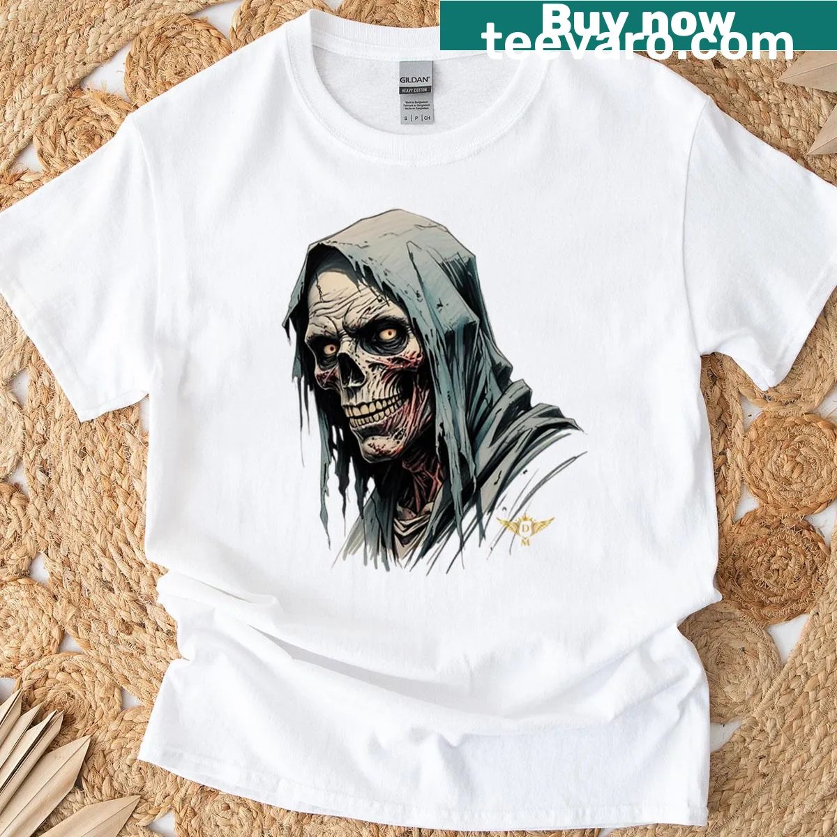 Grotesque zombie illustration on a T-shirt — on a men's t-shirt