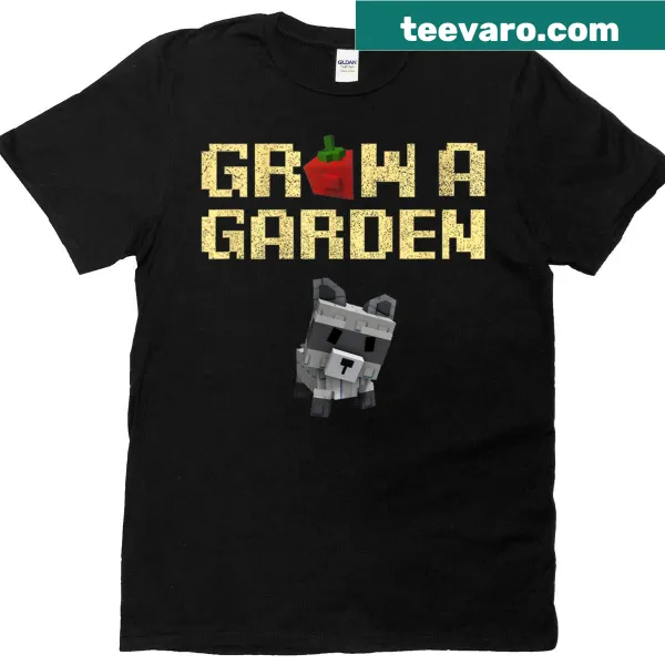 Illustration of a raccoon in a garden on a T-shirt for gamers.