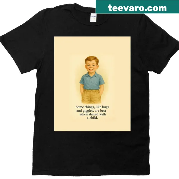 Graphic T-shirt depicting a happy child smiling with joy