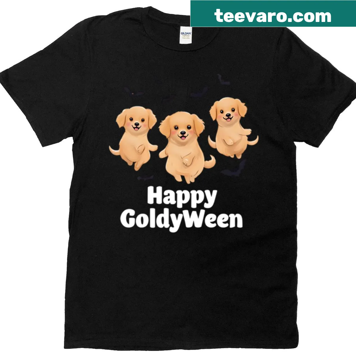 Oversized t-shirt with a friendly Halloween design featuring ghosts and pumpkins — on a men's t-shirt