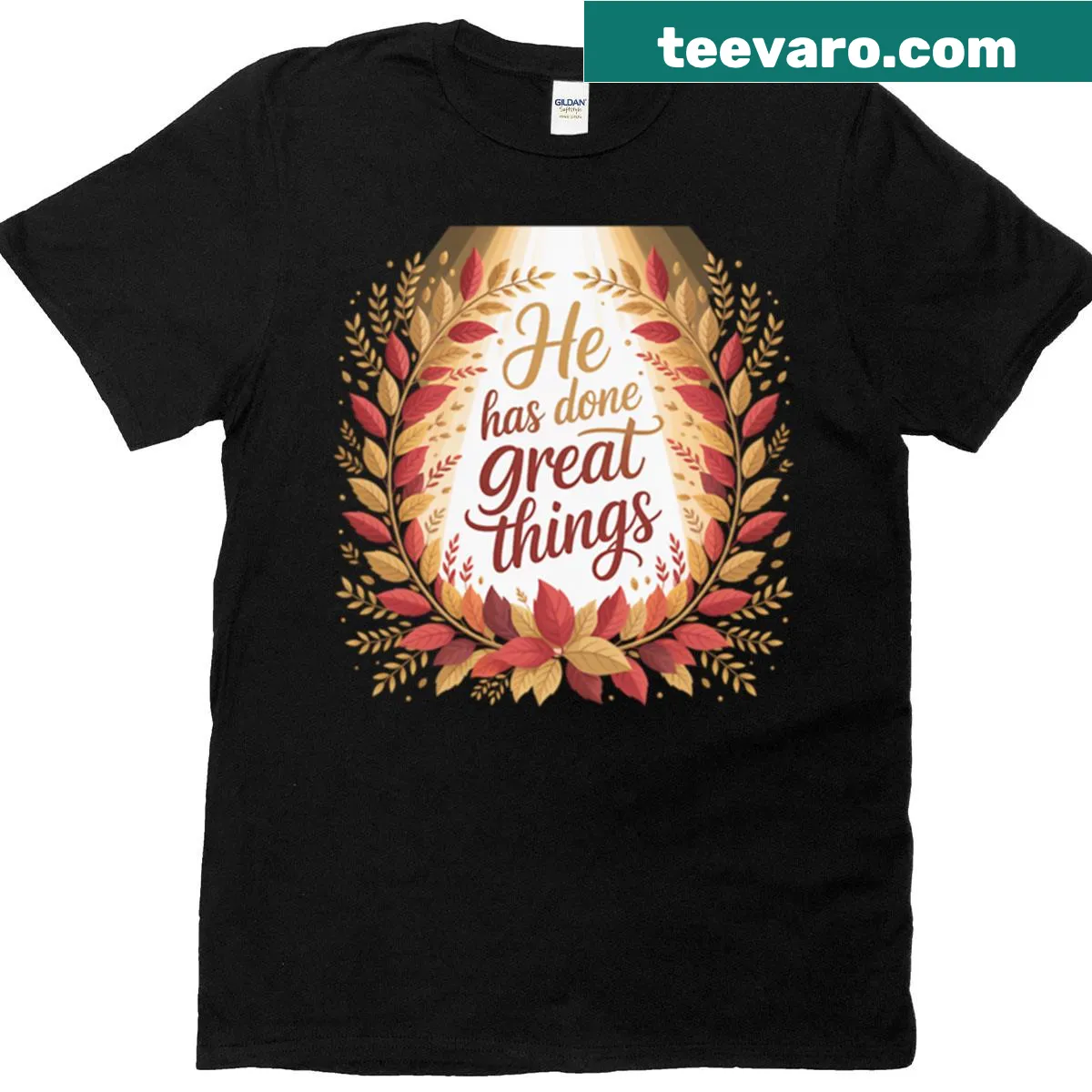 Inspirational Psalm 126:3 graphic on a t-shirt — on a men's t-shirt