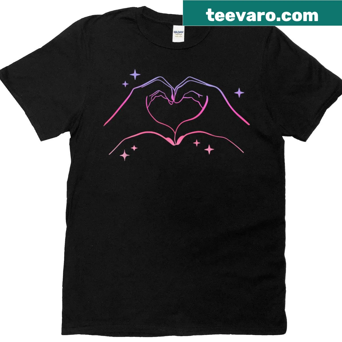 Vintage 70s 80s Heart Hands Taylor t-shirt design — on a men's t-shirt