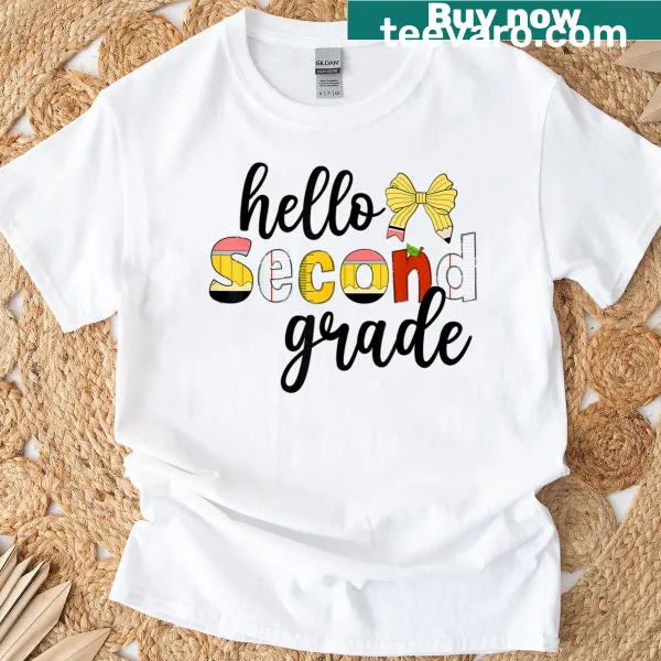 Back to school T-shirt for second-grade teachers featuring a pencil graphic.