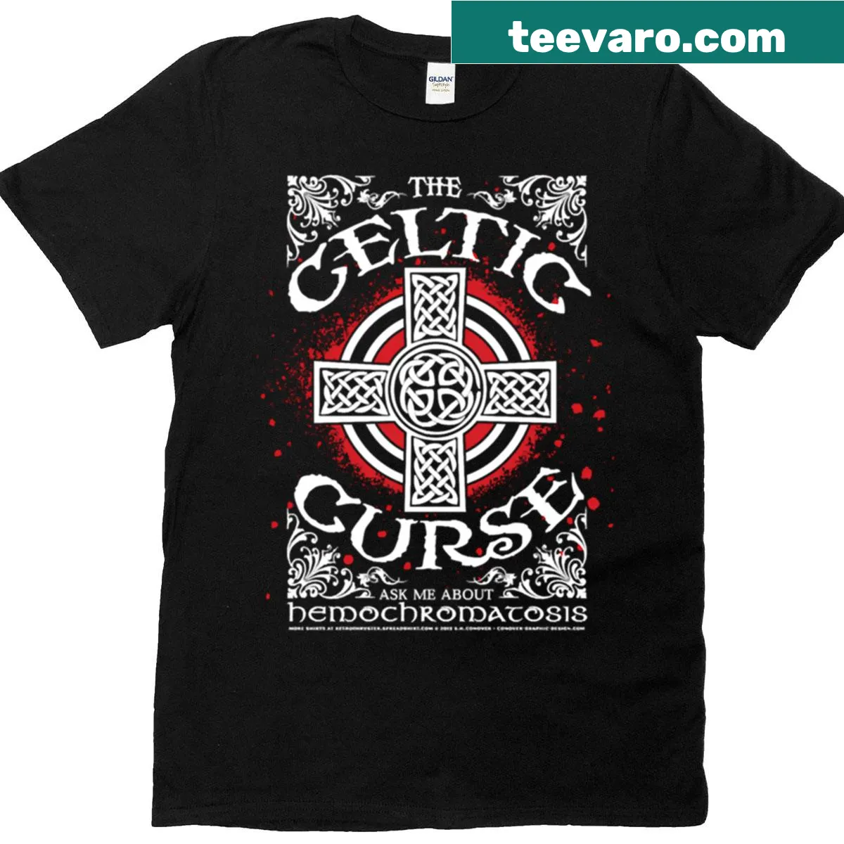 Celtic design t-shirt raising awareness for hemochromatosis. — on a men's t-shirt