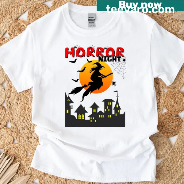 Oversized T-shirt with horror-themed graphic design