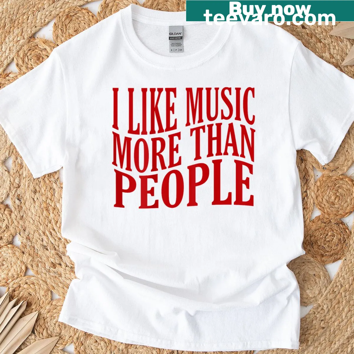 Minimalist T-shirt featuring music mood graphic on back — on a men's t-shirt