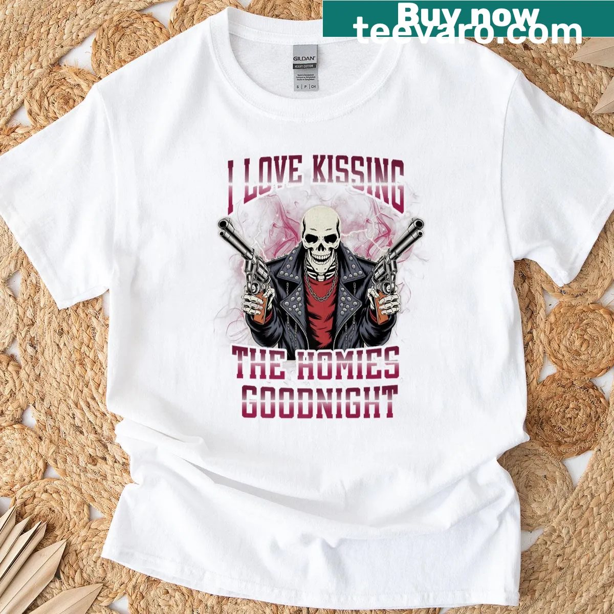 Funny T-shirt with the text 'I Love Kissing The Homies Goodnight' — on a men's t-shirt