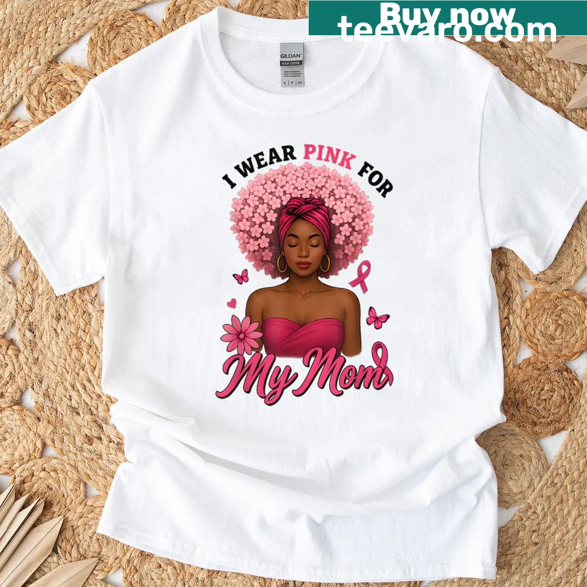 Breast Cancer Awareness T-shirt with the text 'I Wear Pink For My Mom' — on a men's t-shirt