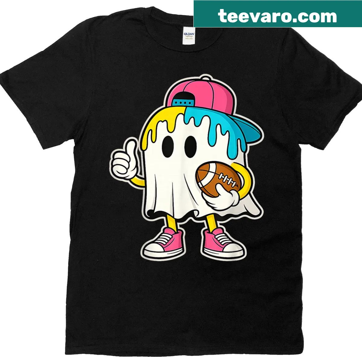 Halloween T-shirt with ghost and ice cream drip design — on a men's t-shirt