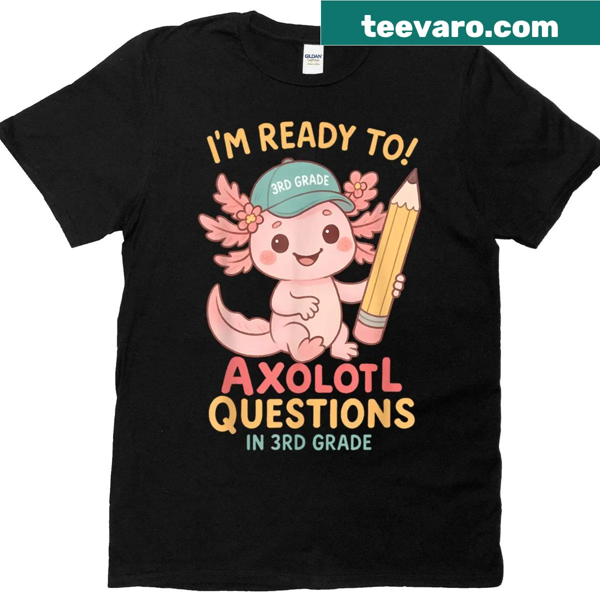Cute T-shirt for students ready to learn with an axolotl design — on a men's t-shirt