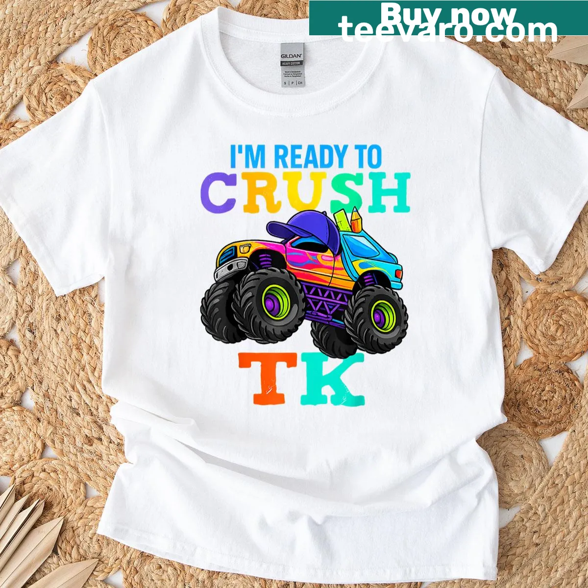 Illustration of a monster truck ready to crush on T-shirt — on a men's t-shirt