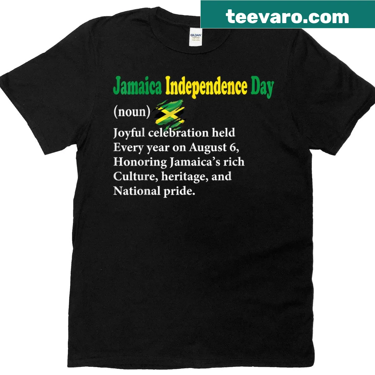 Patriotic tee celebrating Jamaica's Independence Day for women — on a men's t-shirt