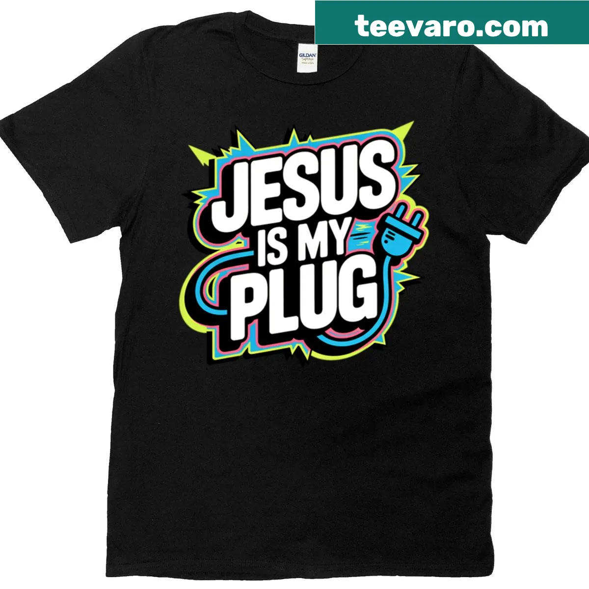 Urban-style T-shirt with faith-based phrase — on a men's t-shirt