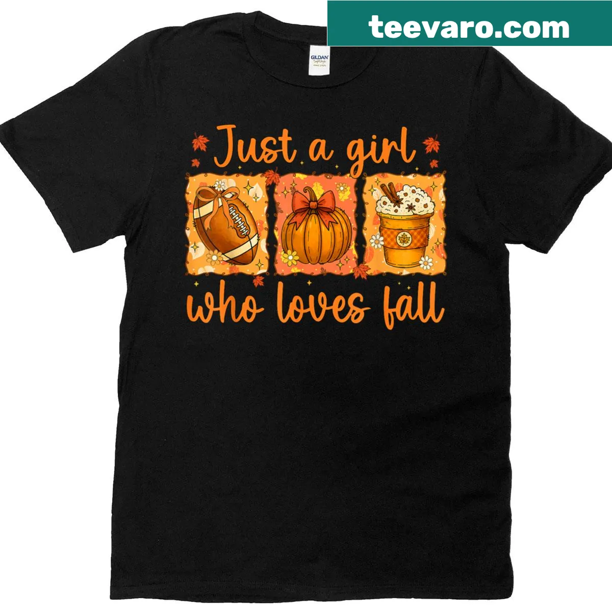Vintage-style autumn t-shirt with pumpkin graphic and text — on a men's t-shirt