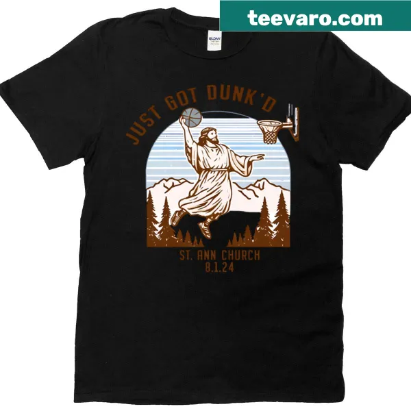 Funny baptism onesie with 'Just Got Dunked' text