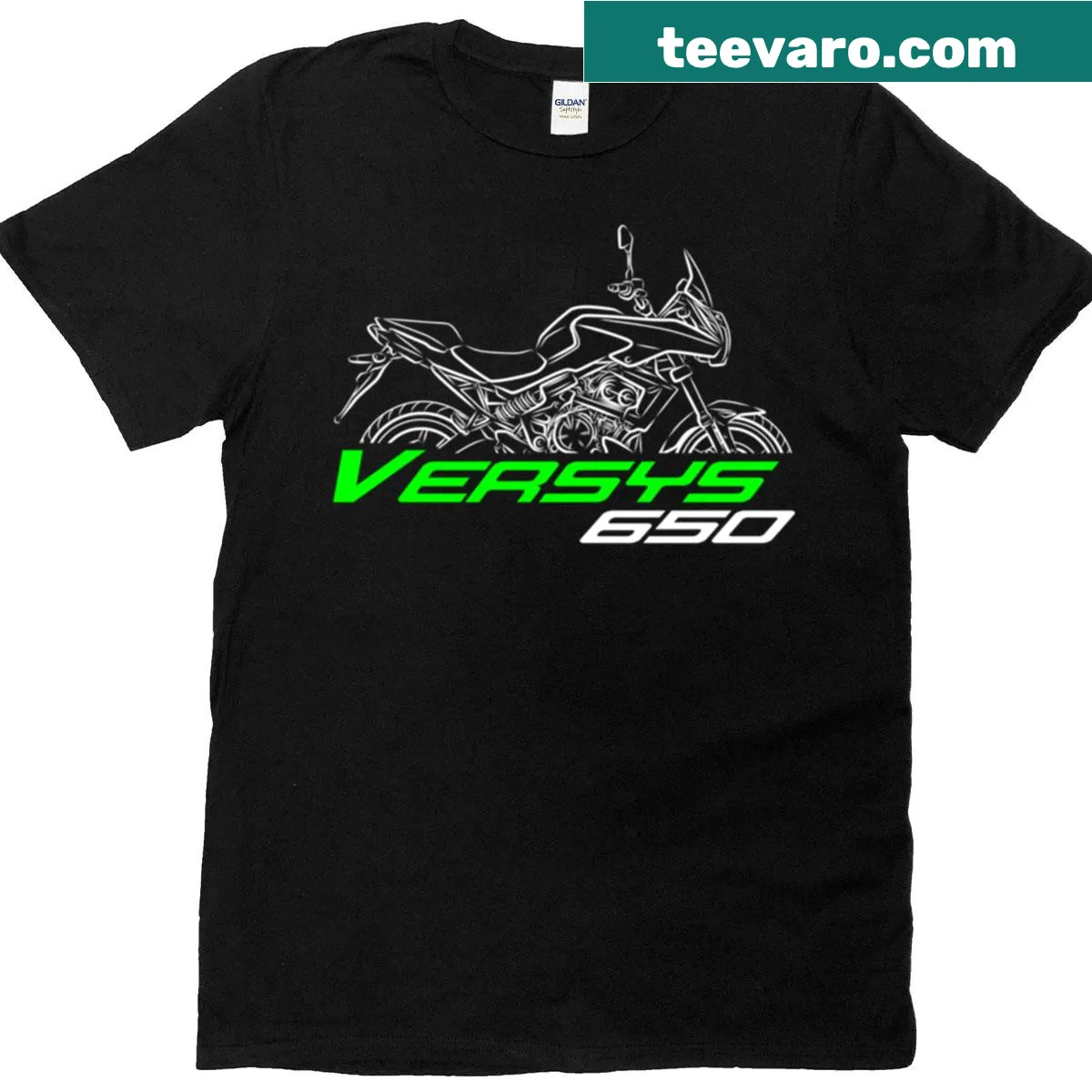 T-shirt with Kawasaki Versys 650 graphic — on a men's t-shirt