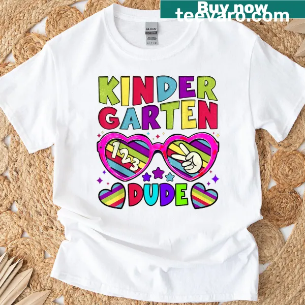 Vintage t-shirt for kids with 'Kindergarten Dude' text