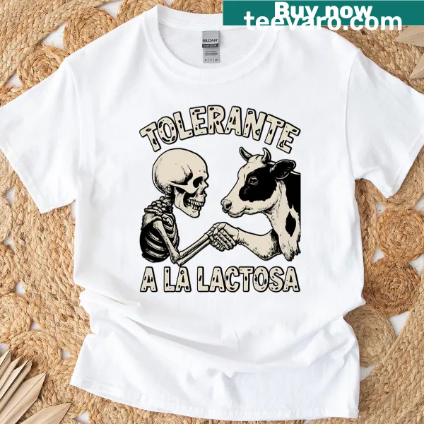 Funny t-shirt celebrating lactose tolerance with playful typography