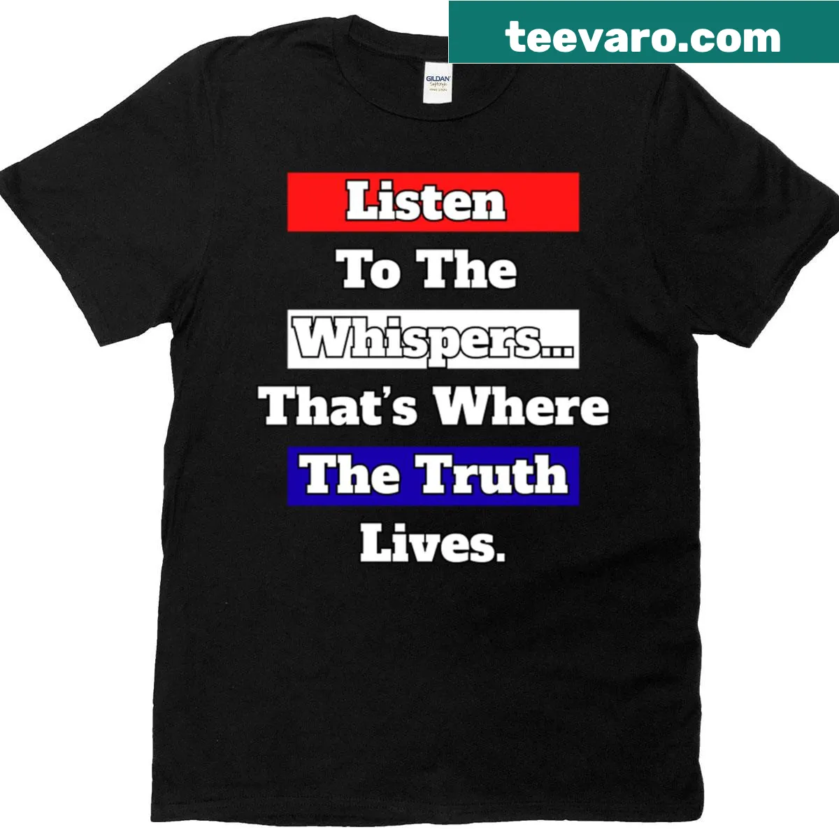 Inspirational T-shirt with the phrase 'Listen To The Whispersthats Where The Truth Lives' — on a men's t-shirt
