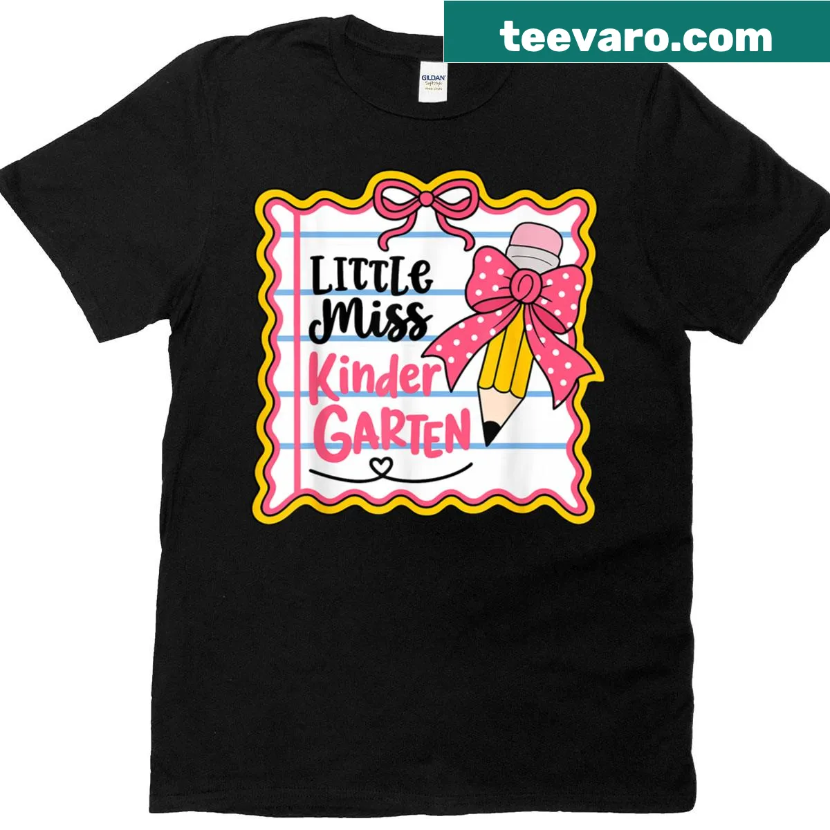 T-shirt with 'Little Miss Kindergarten' text for young girls — on a men's t-shirt