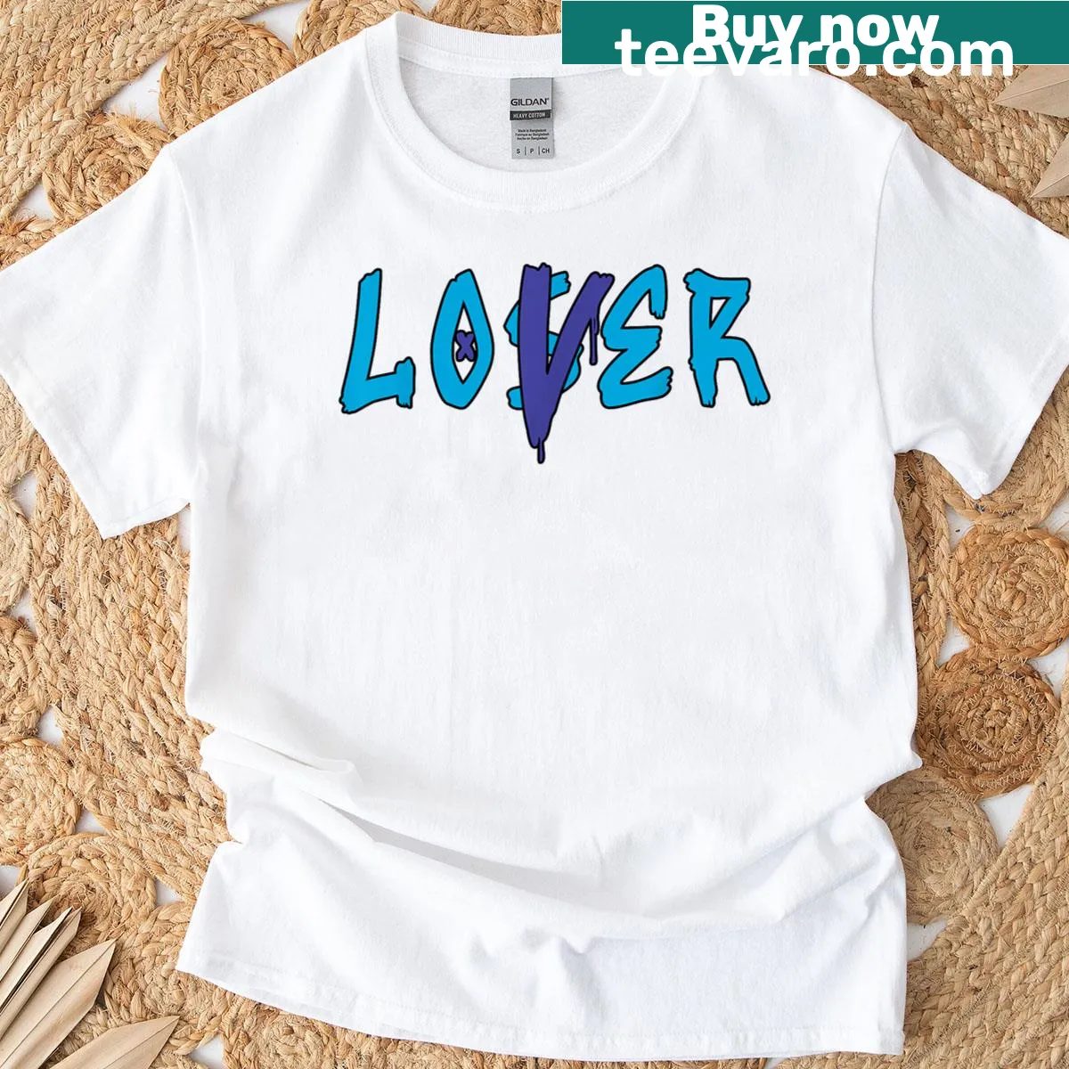Vintage distressed 'Loser Lover' text on streetwear T-shirt — on a men's t-shirt