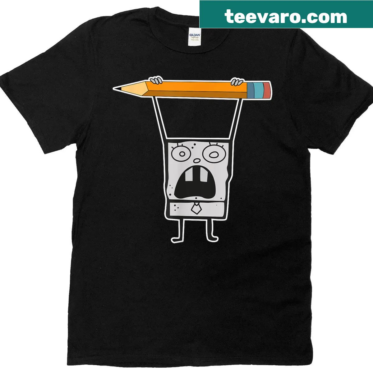 Spongebob-themed t-shirt featuring Doodlebob in a playful graphic — on a men's t-shirt