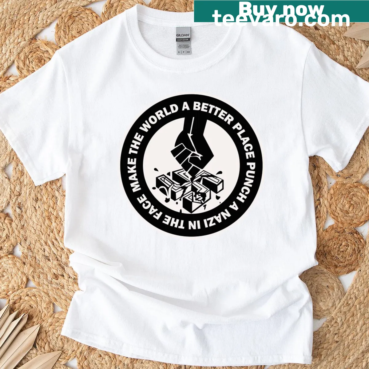 Inspirational t-shirt with the slogan 'Make The World A Better Place' in bold typography — on a men's t-shirt
