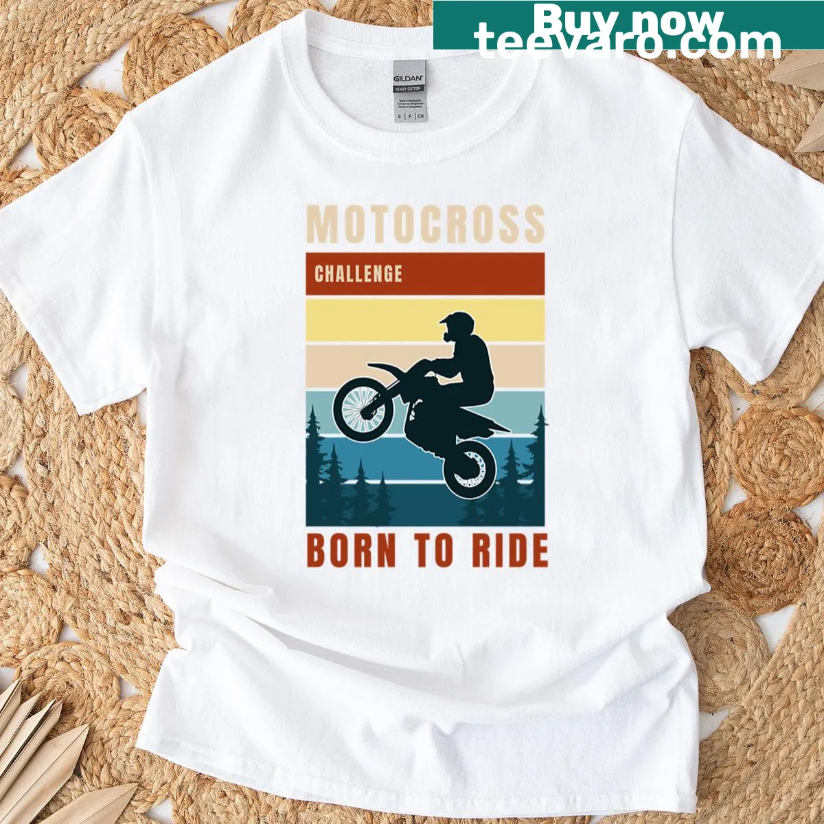 Dynamic motocross biker graphic on T-shirt — on a men's t-shirt